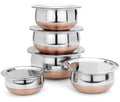 Stainless Steel Cookware Set with Copper Bottom – Durable Cooking Pots with Lids (Set of 5)