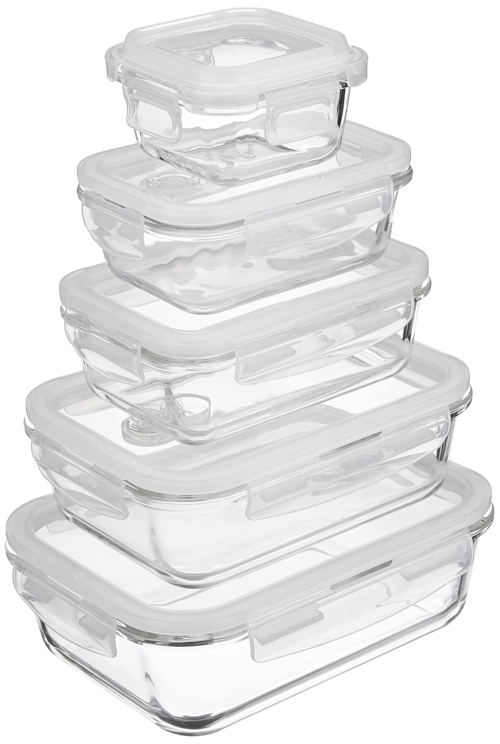 Airtight Glass Food Storage Container Set – Leakproof Kitchen Storage Boxes (Set of 5)