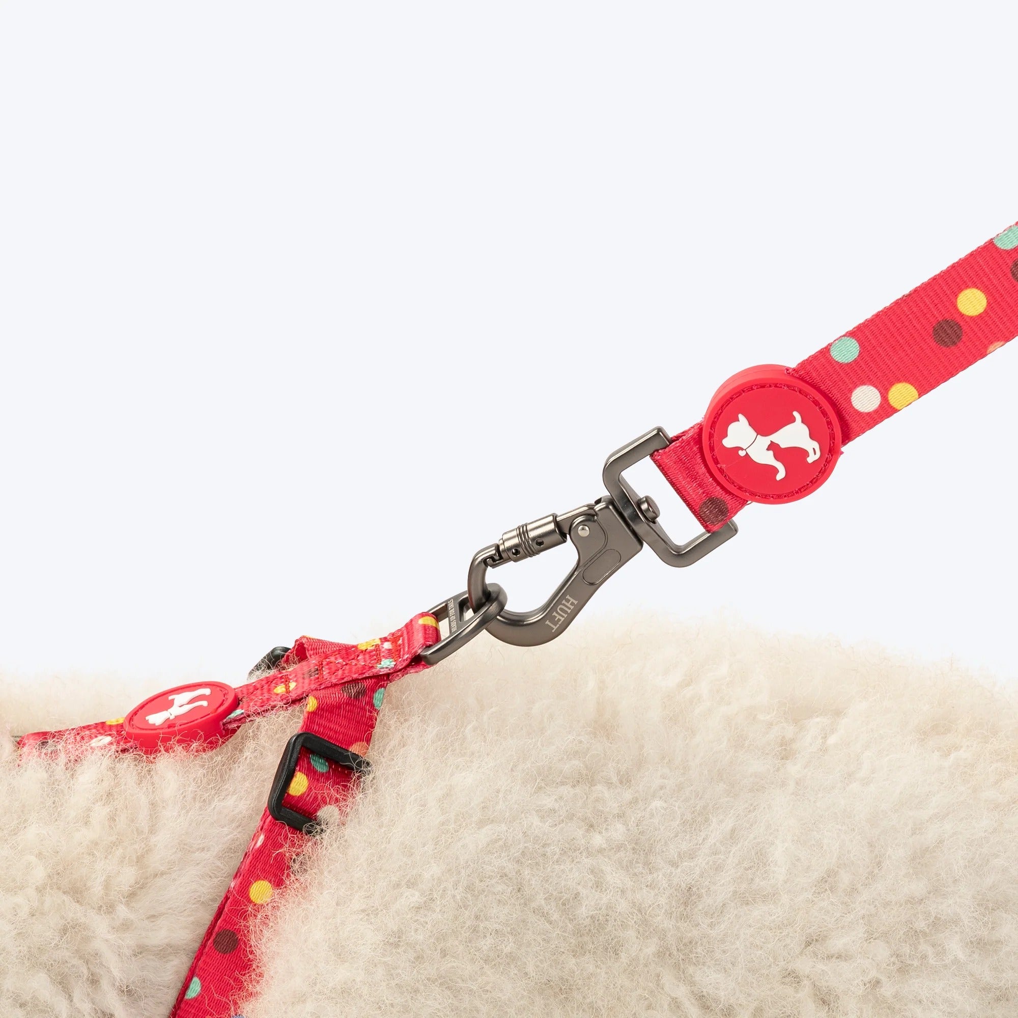 HUFT Polka Play Adjustable Harness For Dog - Red